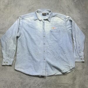 Vintage NASCAR Shirt Men's 2XL Denim Long Sleeve Button Up Racing Faded SPOT